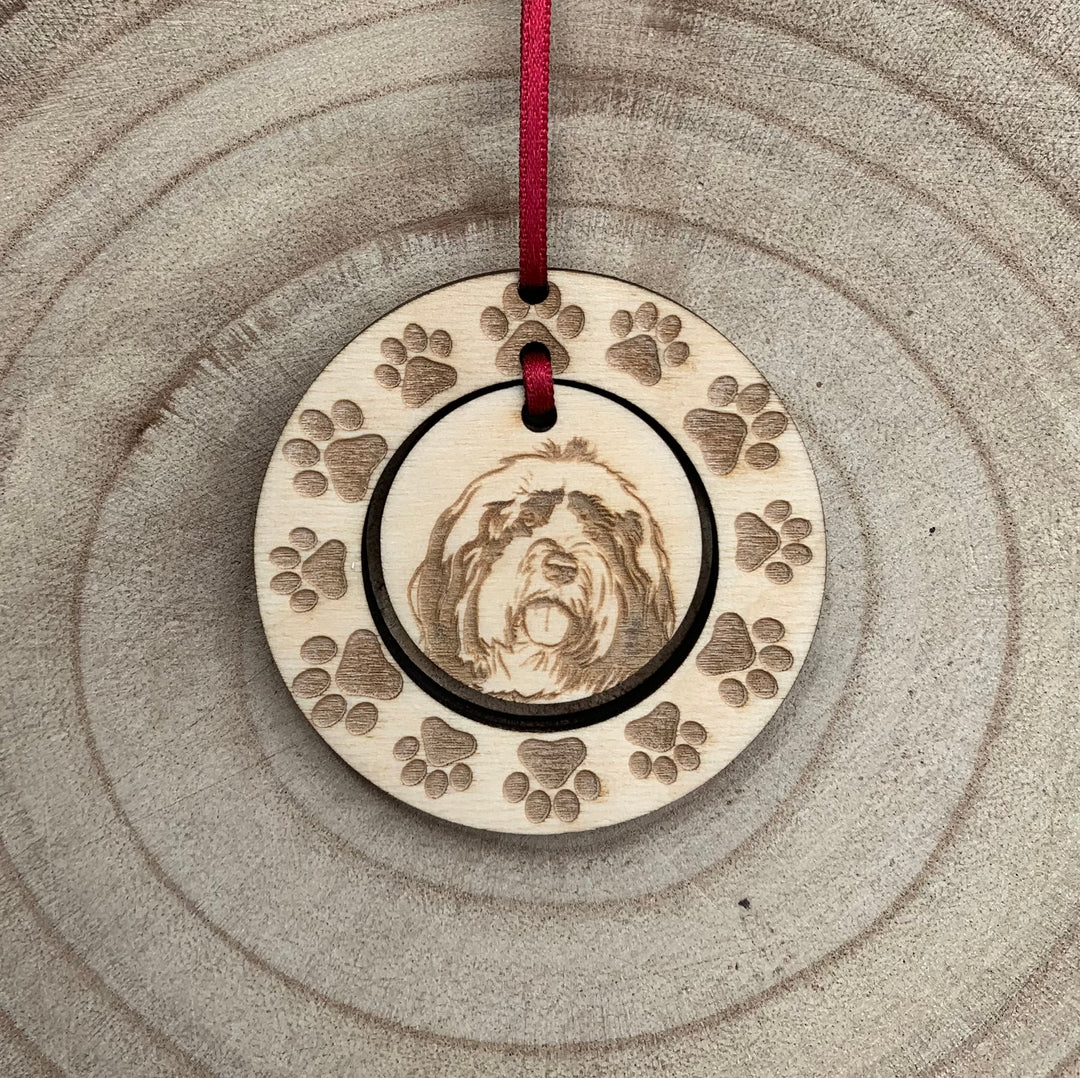 Tibetan Terrier Illustration Hanging Decoration ~ Mini Paw Wreath