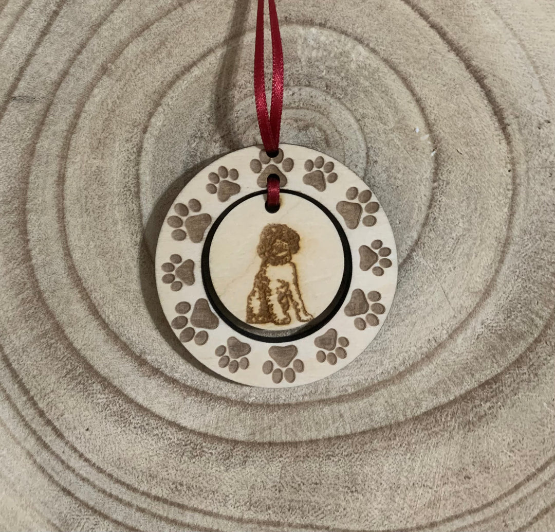 Lagotto Romagnolo Illustration Hanging Decoration ~ Mini Paw Wreath