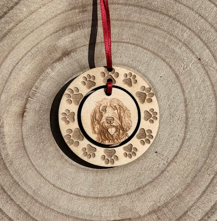 Personalised Otterhound Illustration Hanging Decoration ~ Paw Wreath