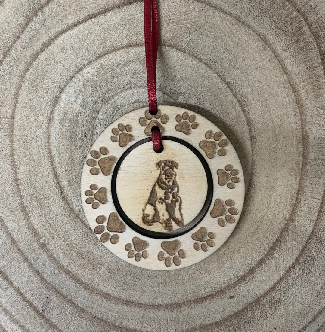 Airedale Terrier Illustration Hanging Decoration ~ Mini Paw Wreath