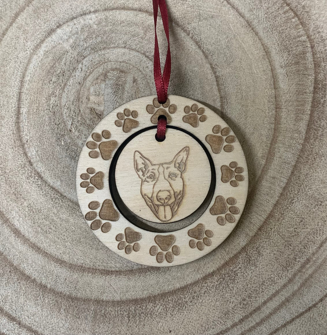 English Bull Terrier Face Illustration Hanging Decoration ~ Mini Paw Wreath