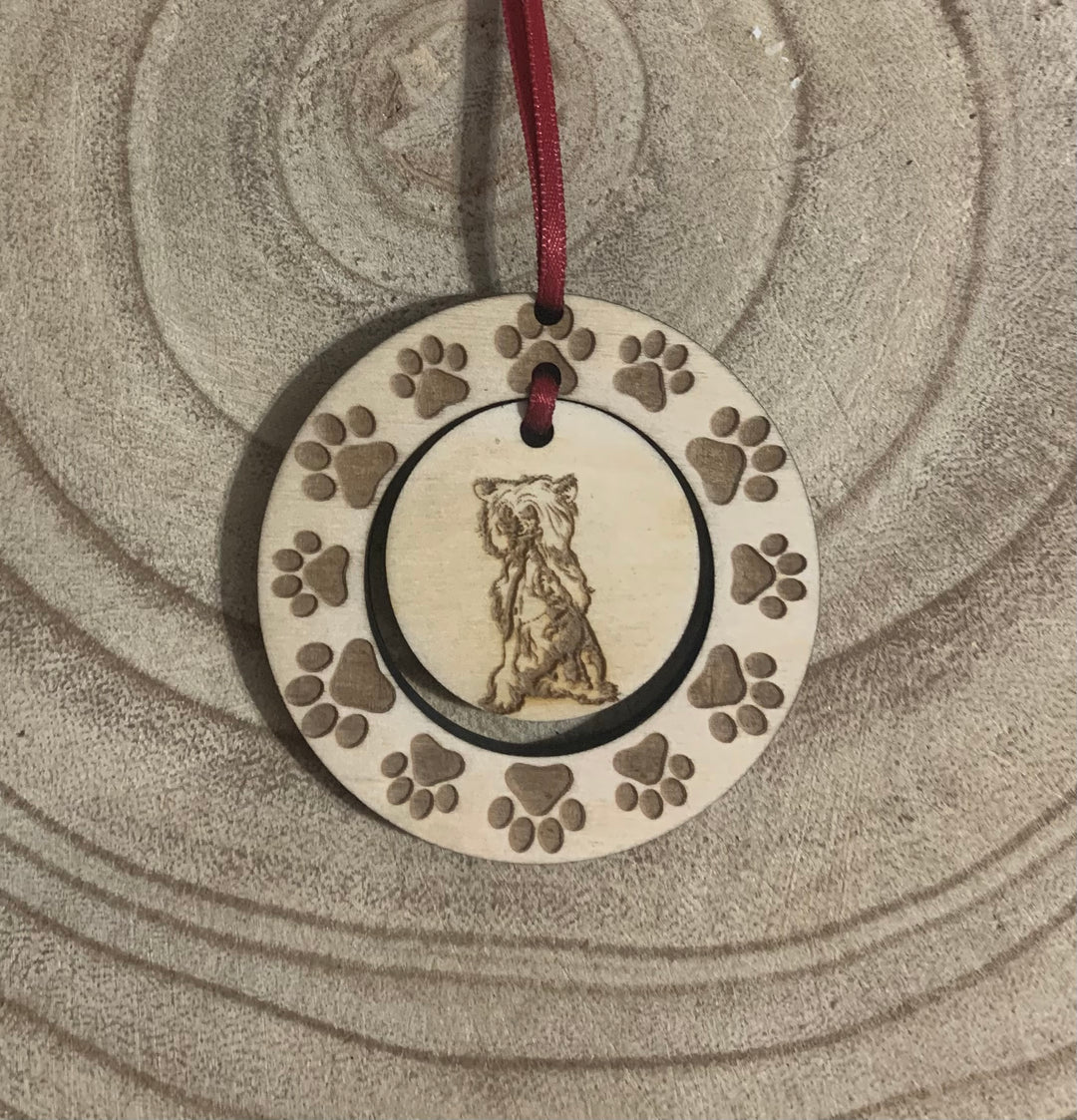 Chinese Crested Dog Illustration Hanging Decoration ~ Mini Paw Wreath