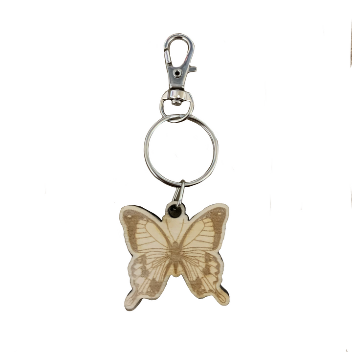 Butterfly Engraved Wooden Keyring