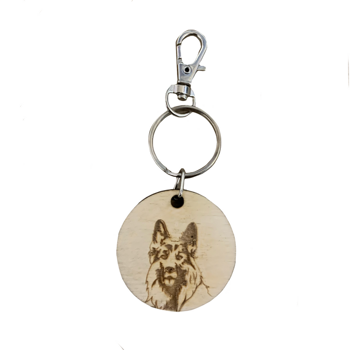 Alsatian German Shepherd Dog Engraved Wooden Keyring