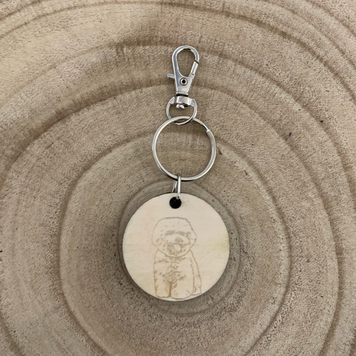 Bichon Frise Body Dog Engraved Wooden Keyring