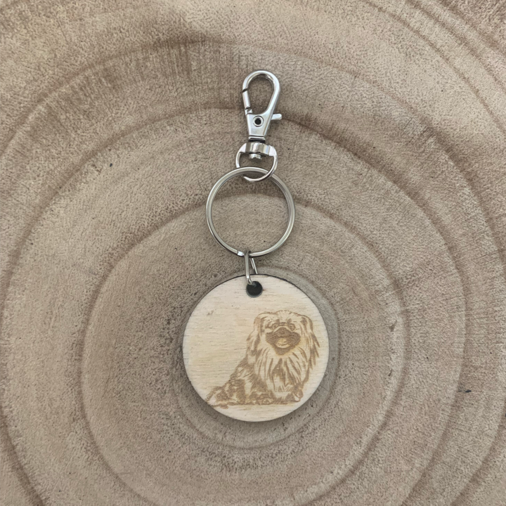 Pekingese (Full Body)  Dog Engraved Wooden Keyring