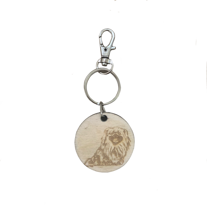 Pekingese (Full Body)  Dog Engraved Wooden Keyring