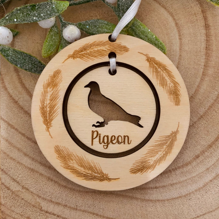 Personalised Pigeon Hanging Decoration ~ Feather Wreath