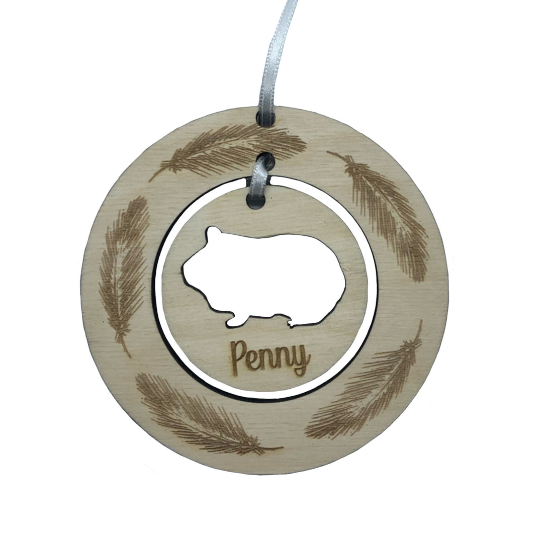 Personalised Guinea Pig Hanging Decoration ~ Feather Wreath