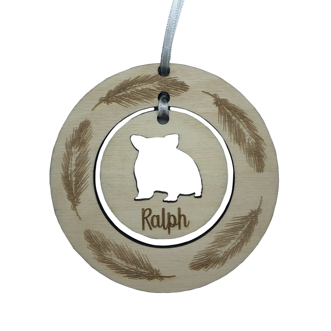 Personalised Hamster Hanging Decoration ~ Feather Wreath