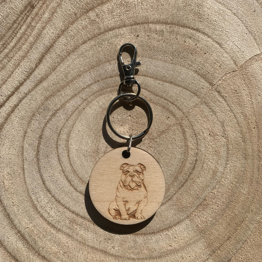 British Bulldog Engraved Wooden Keyring