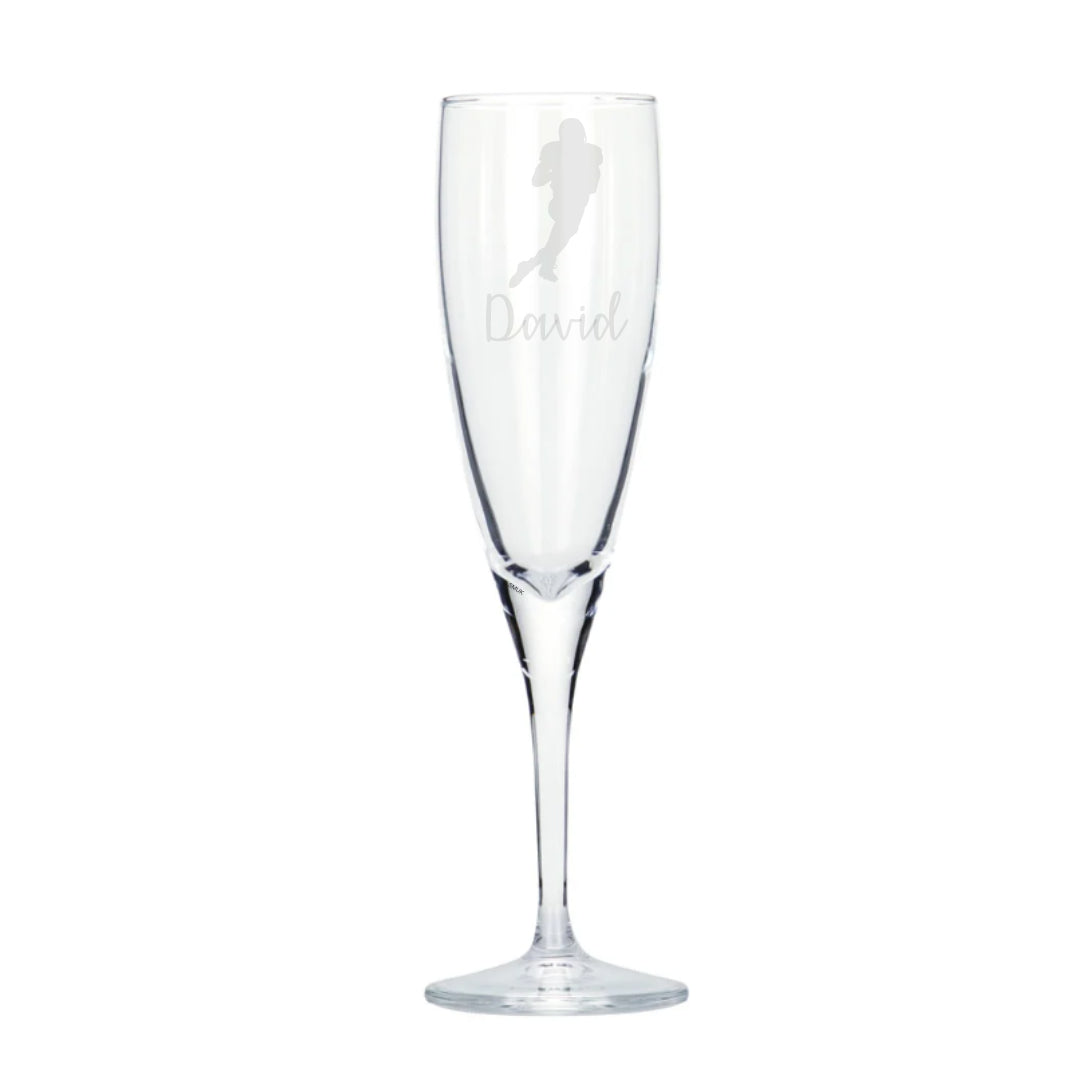 Personalised American Football Player Champagne Glass