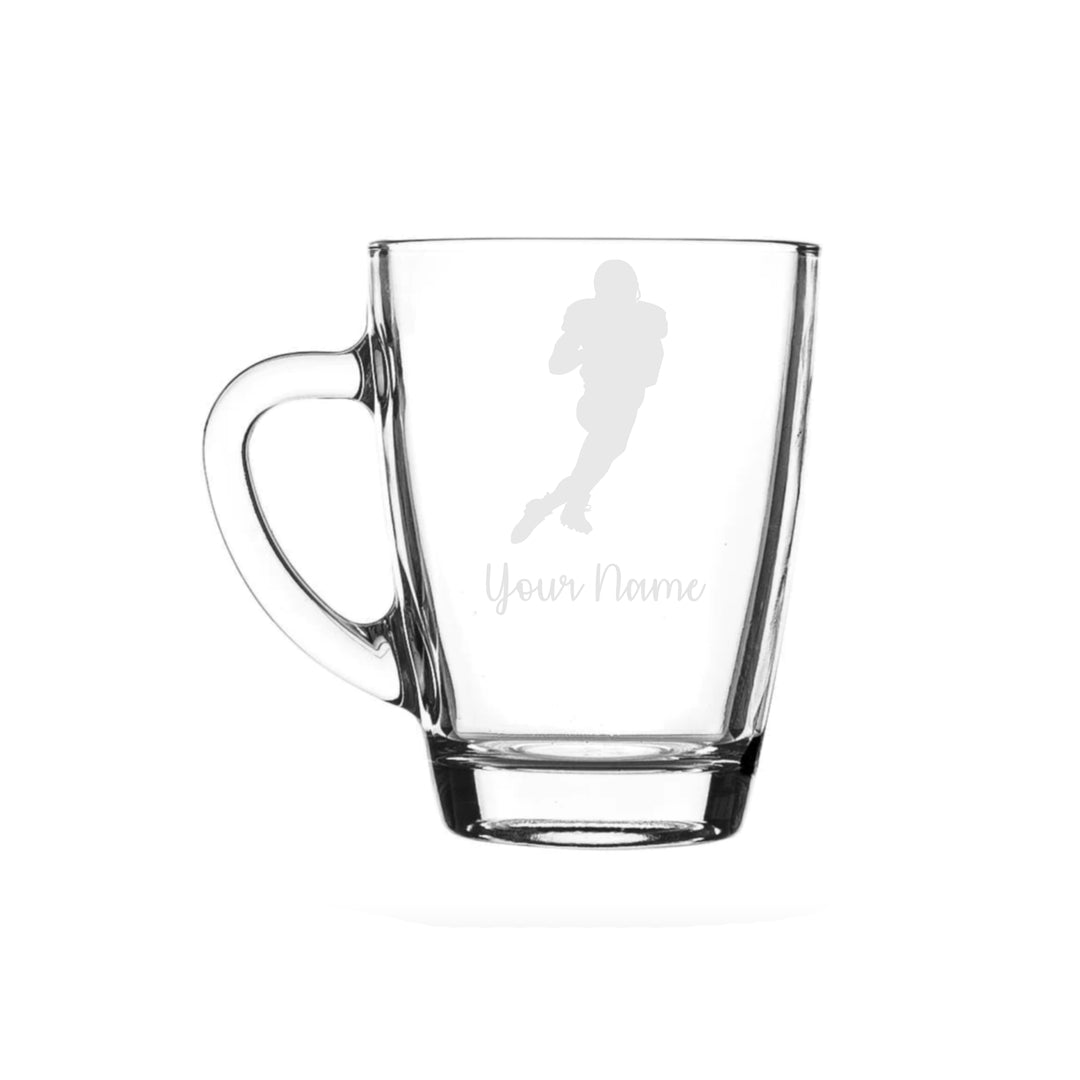 Personalised American Football Player Glass Mug