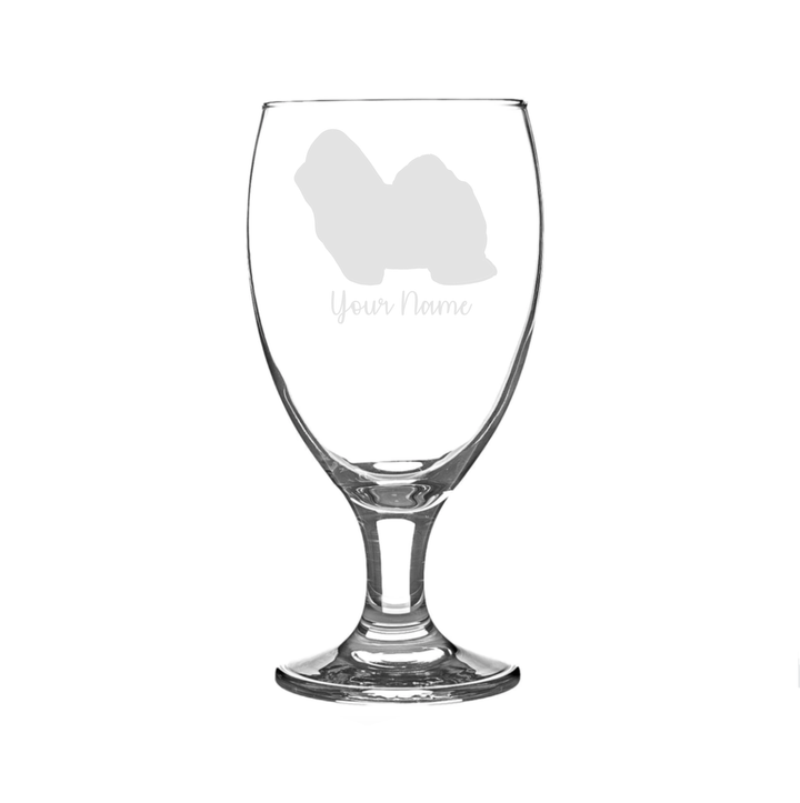 Personalised Bolognese Dog Engraved Craft Beer Snifter Glass