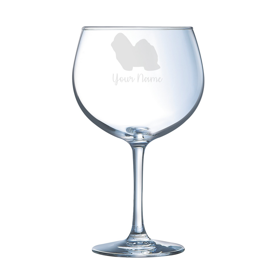 Personalised Bolognese Dog Engraved Balloon Gin Glass
