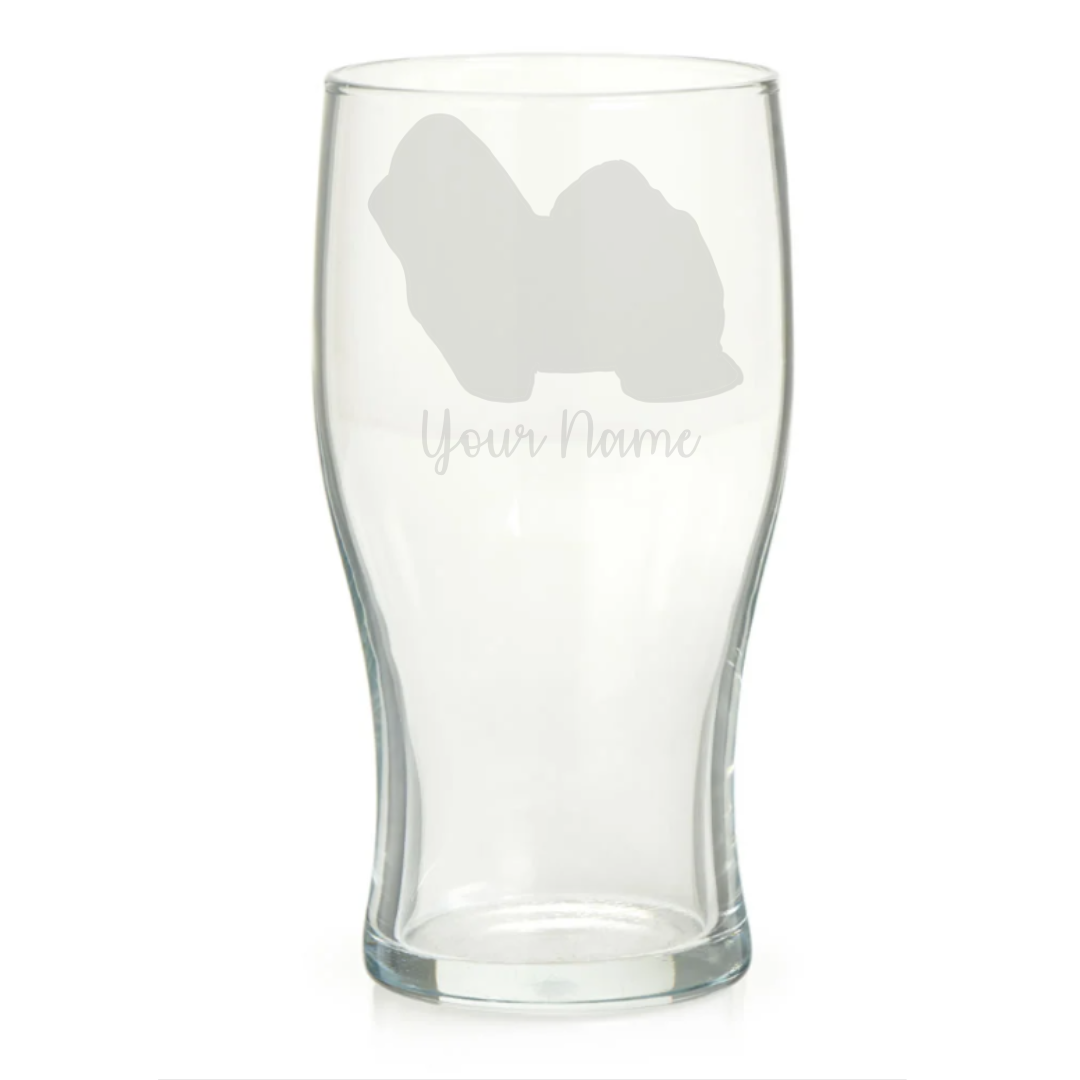 Personalised Bolognese Dog Engraved Pint Glass