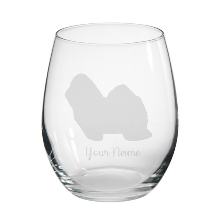 Personalised Bolognese Dog Engraved Stemless Glass