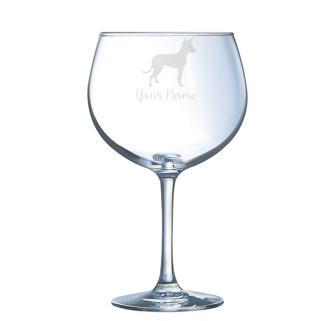 Personalised English Toy Terrier Dog Engraved Balloon Gin Glass