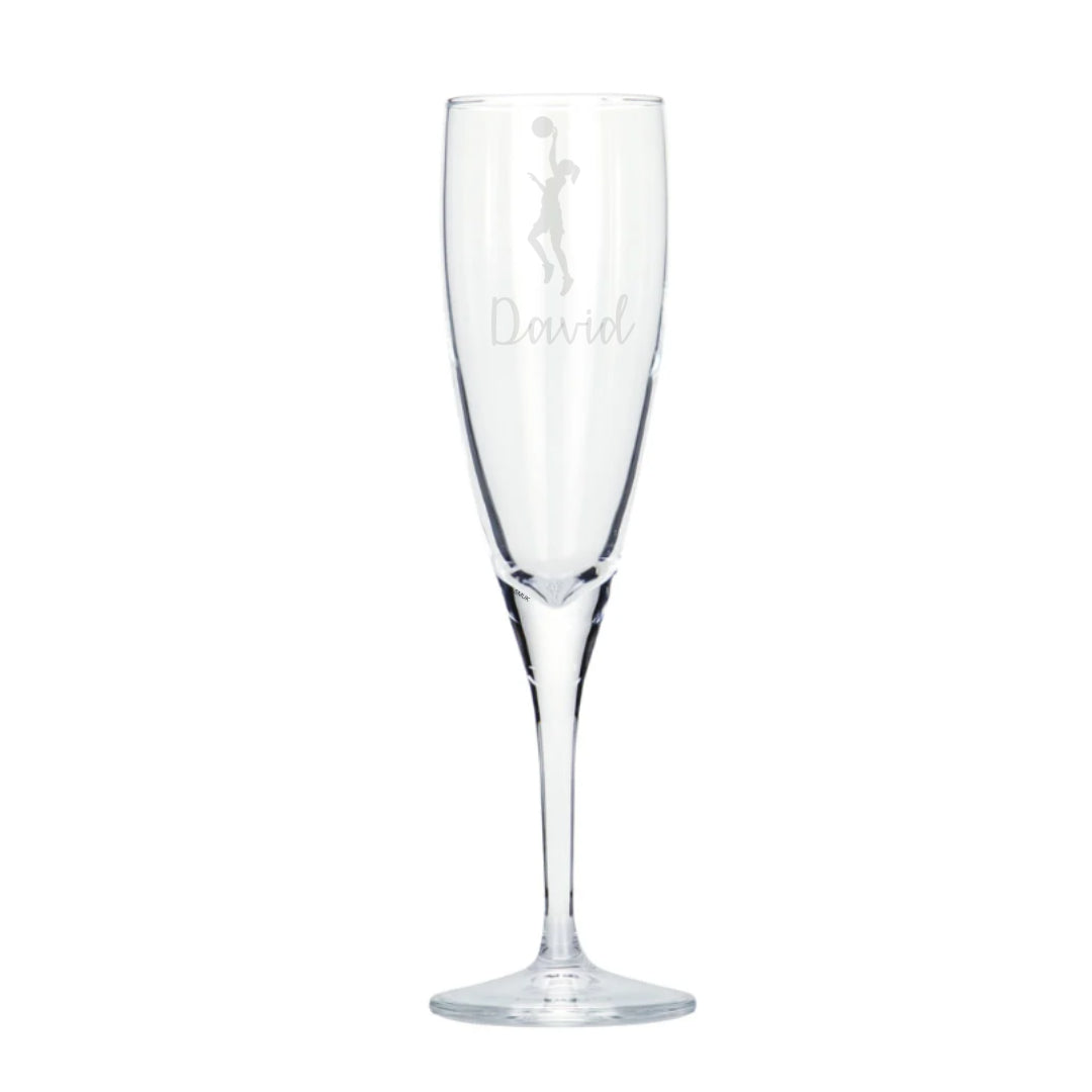 Personalised Female Basketball Player Champagne Glass