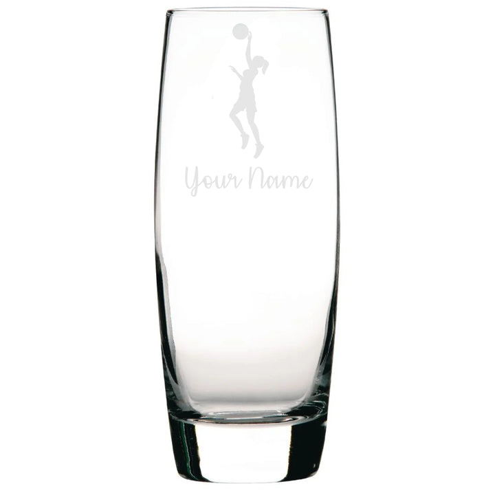 Personalised Female Basketball Player Hi-Ball Glass