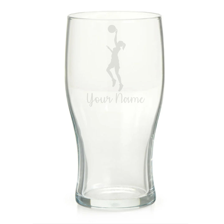 Personalised Female Basketball Player Pint Glass