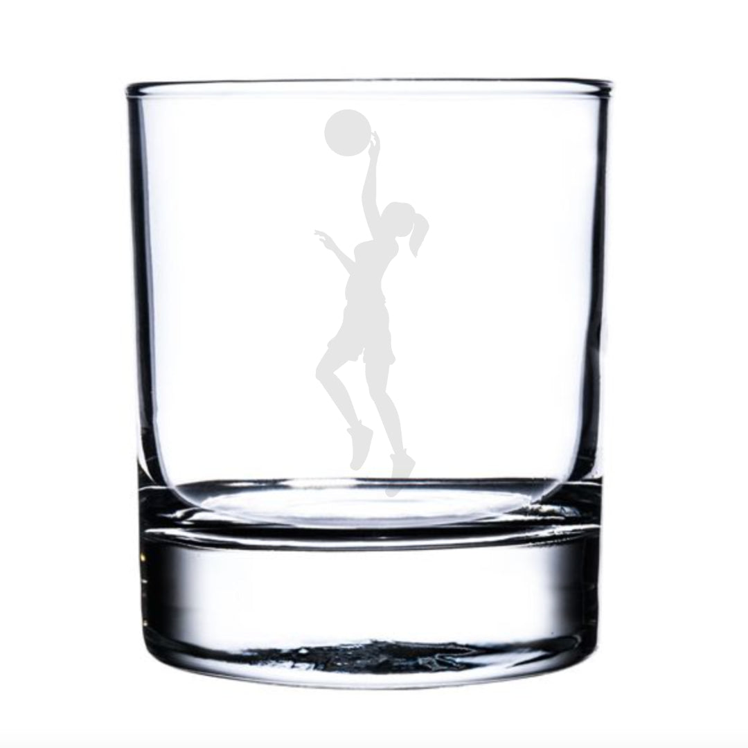 Personalised Female Basketball Player Whisky Glass