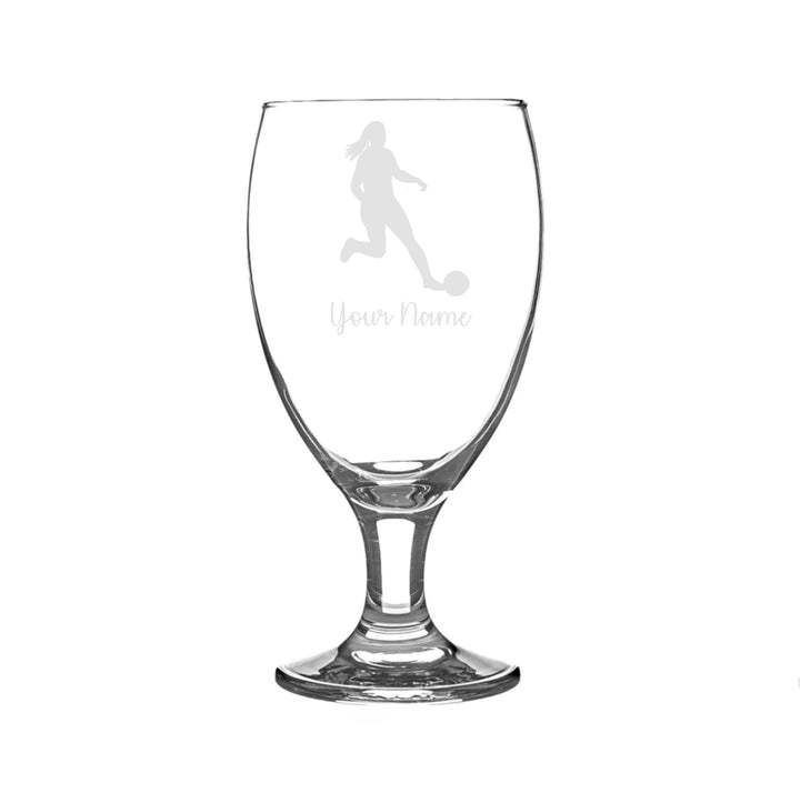 Personalised Female Football Player Craft Beer Snifter Glass