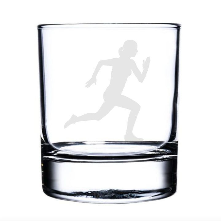 Personalised Female Runner Running Whisky Glass