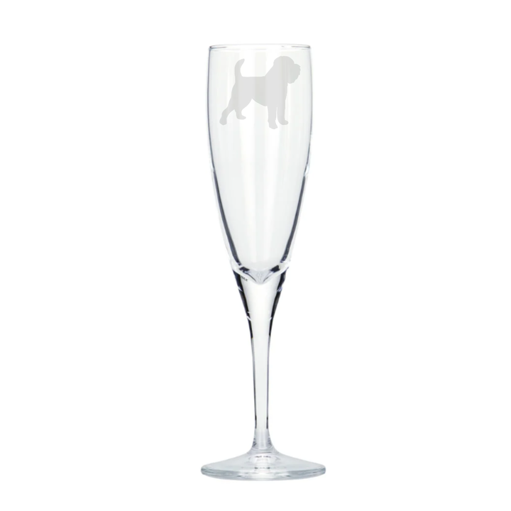 Personalised Griffon Bruxellois Dog Engraved Champagne Glass Flute (Brussels Griffon)