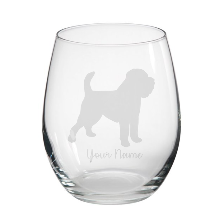 Griffon Bruxellois Dog Engraved Stemless Glass (Brussels Griffon)