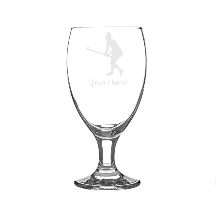 Personalised Female Hockey Player Craft Beer Snifter Glass