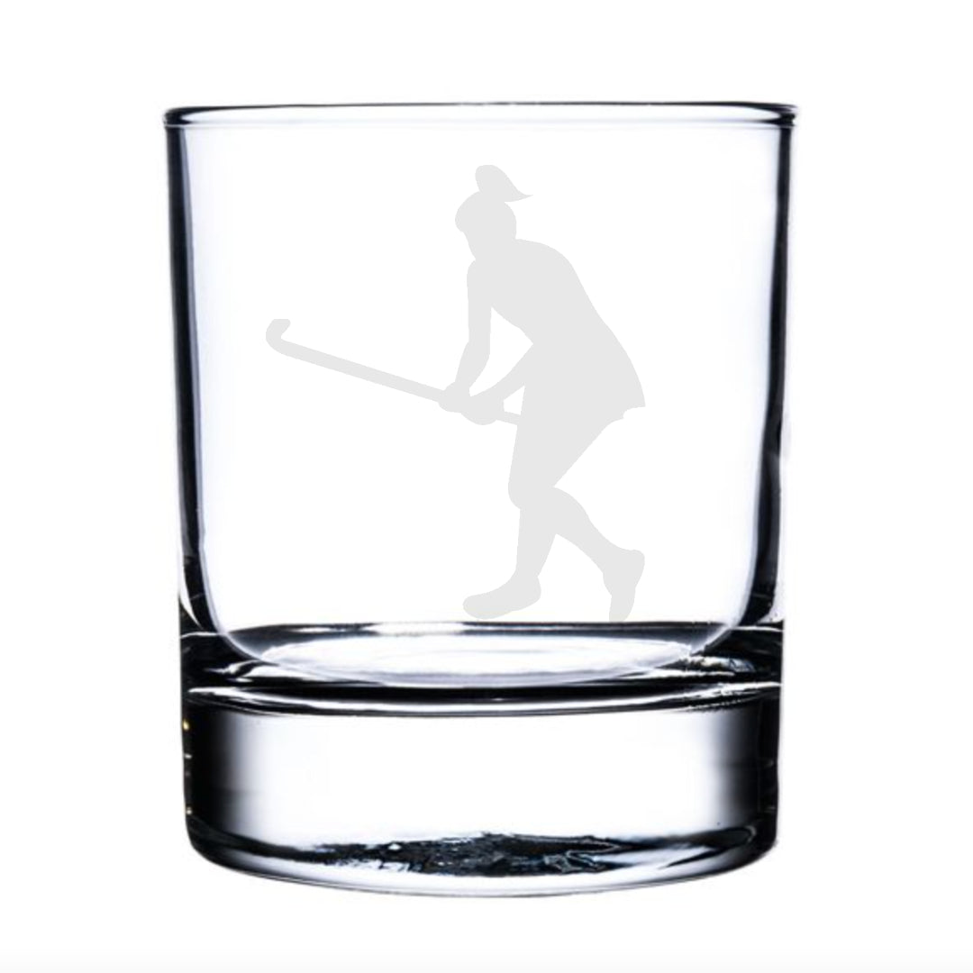 Personalised Female Hockey Player Whisky Glass