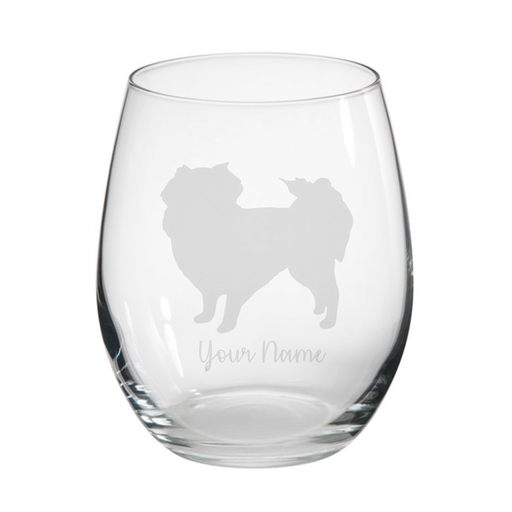 Personalised Japanese Chin Dog Engraved Stemless Glass