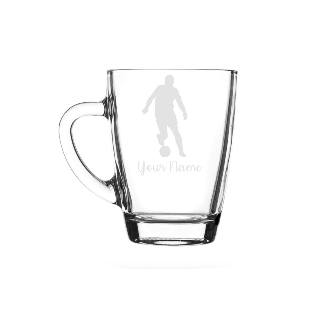 Personalised Male Football Player Glass Mug