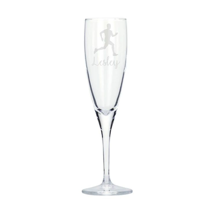 Personalised Male Runner Running Champagne Glass