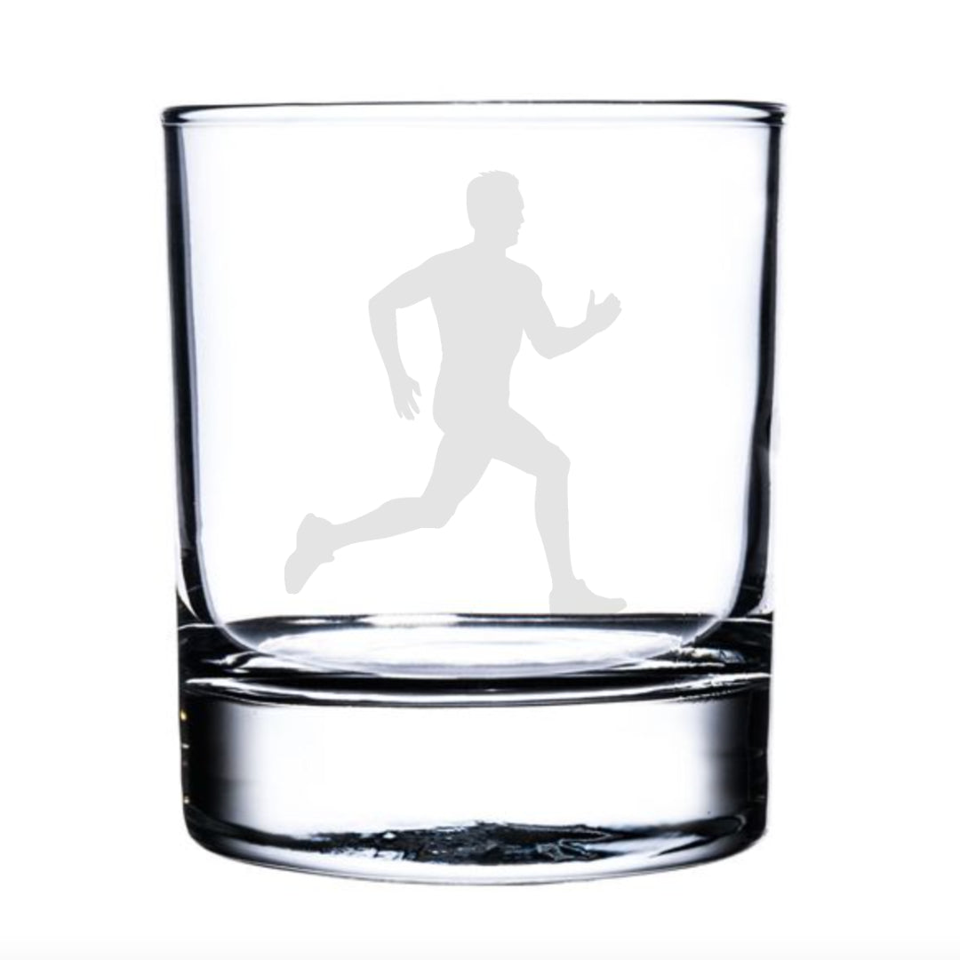 Personalised Male Runner Running Whisky Glass