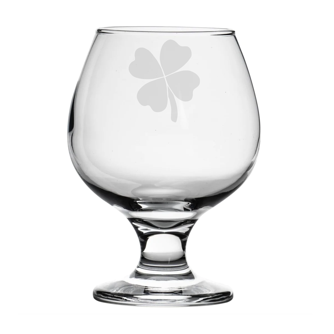 Four Leaf Clover Brandy Snifter Glass