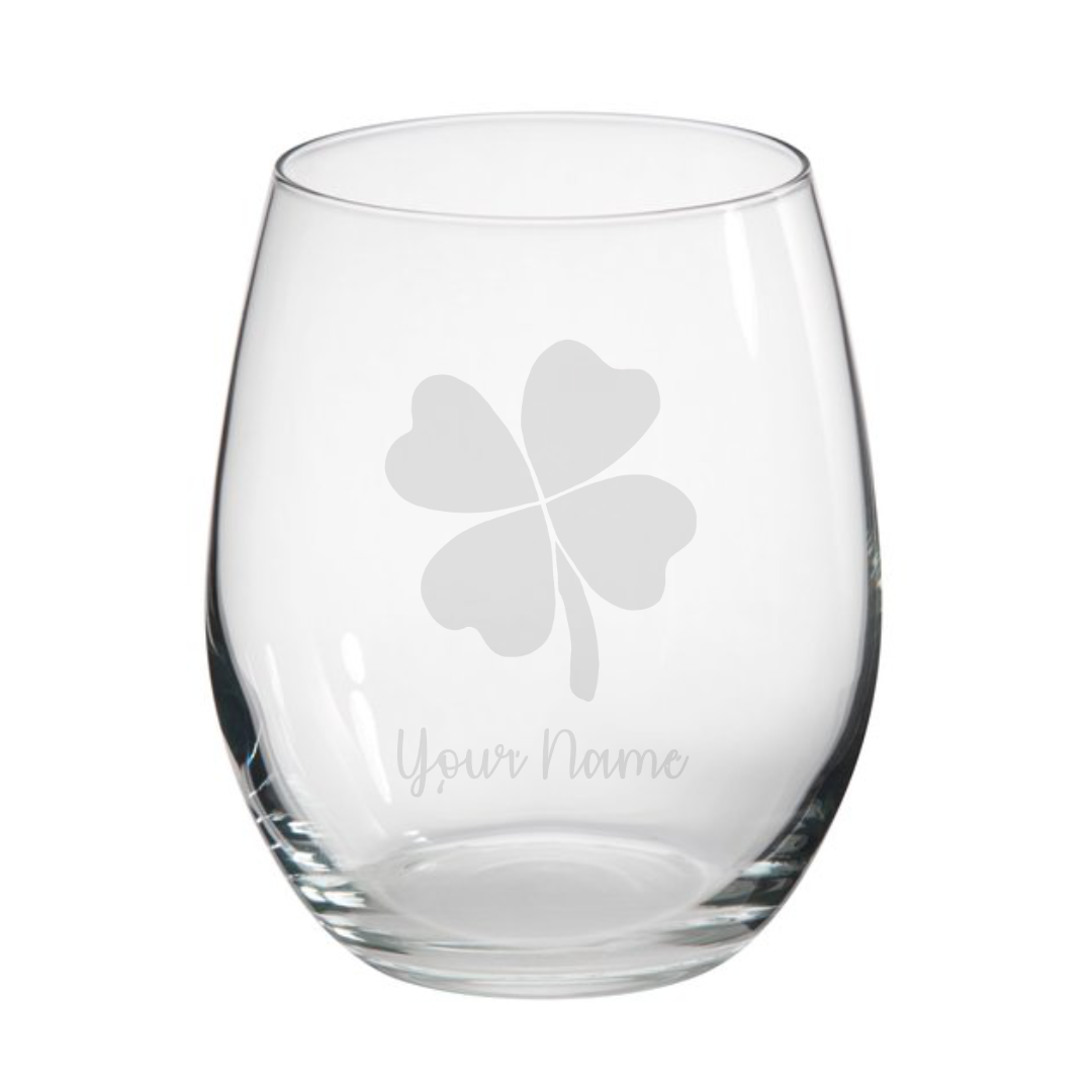 Four Leaf Clover Stemless Glass