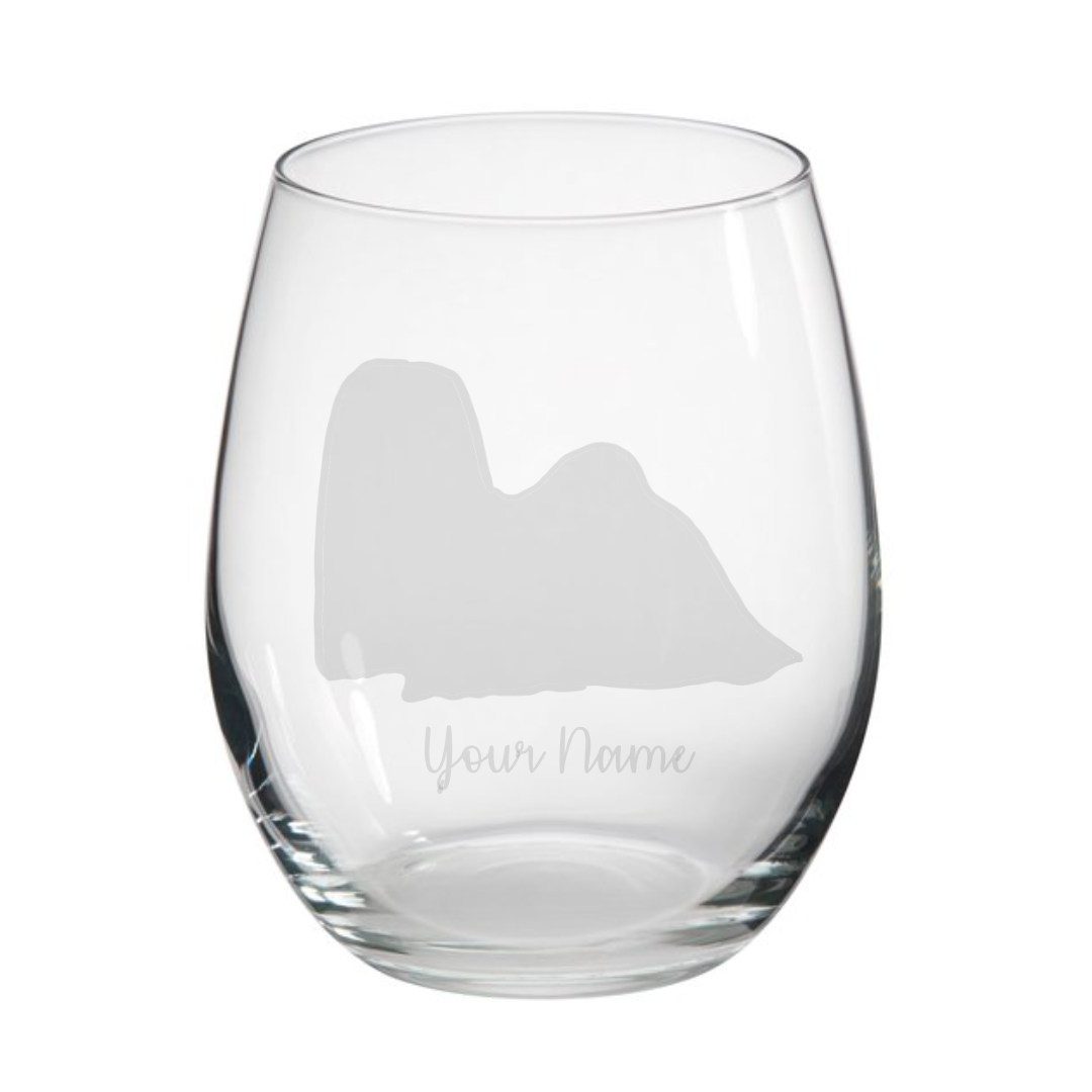 Personalised Show Maltese Dog Engraved Stemless Glass