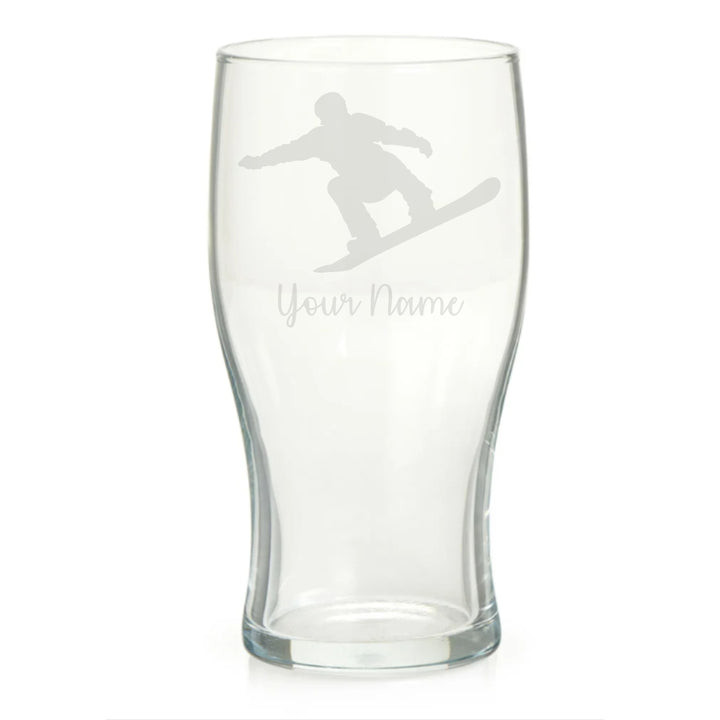 Personalised Snowboarding Snowboarder Pint Glass