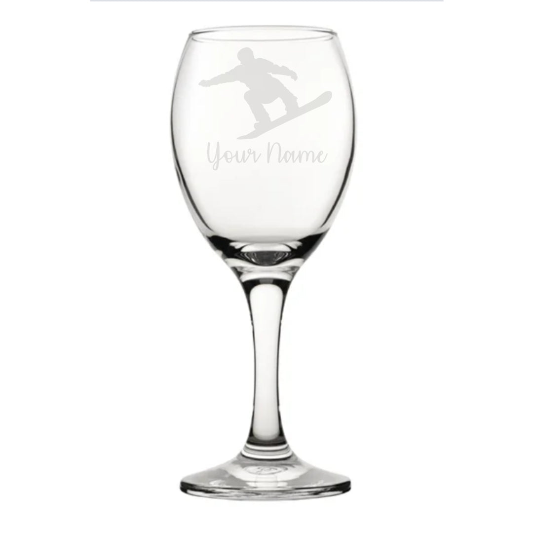 Personalised Snowboarding Snowboarder Wine Glass