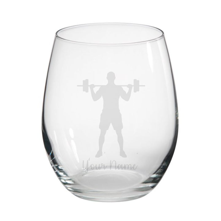 Personalised Weight Lifting Stemless Glass
