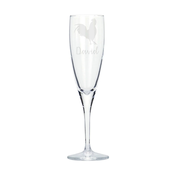 Personalised Rooster Champagne Glass