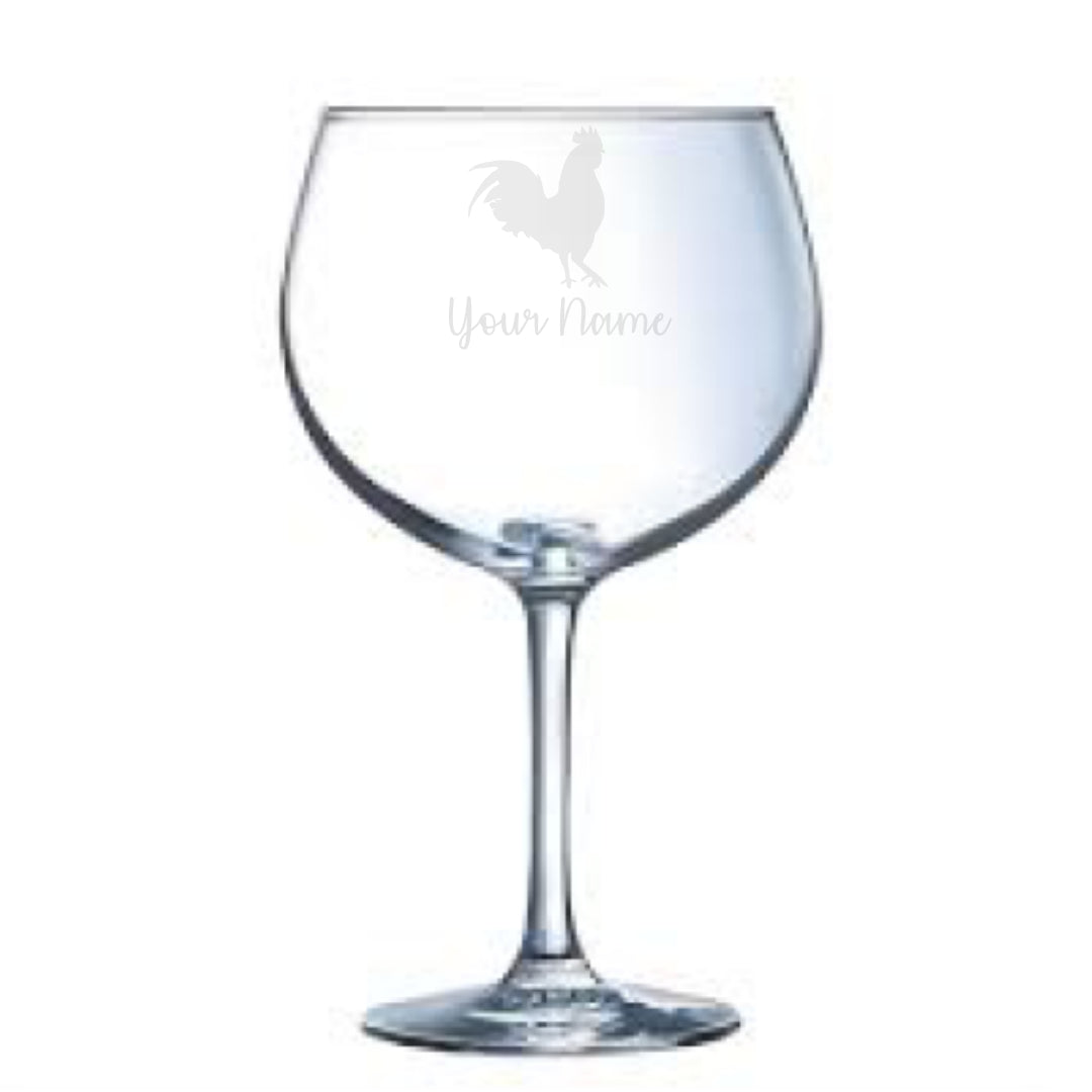 Personalised Rooster Gin Glass