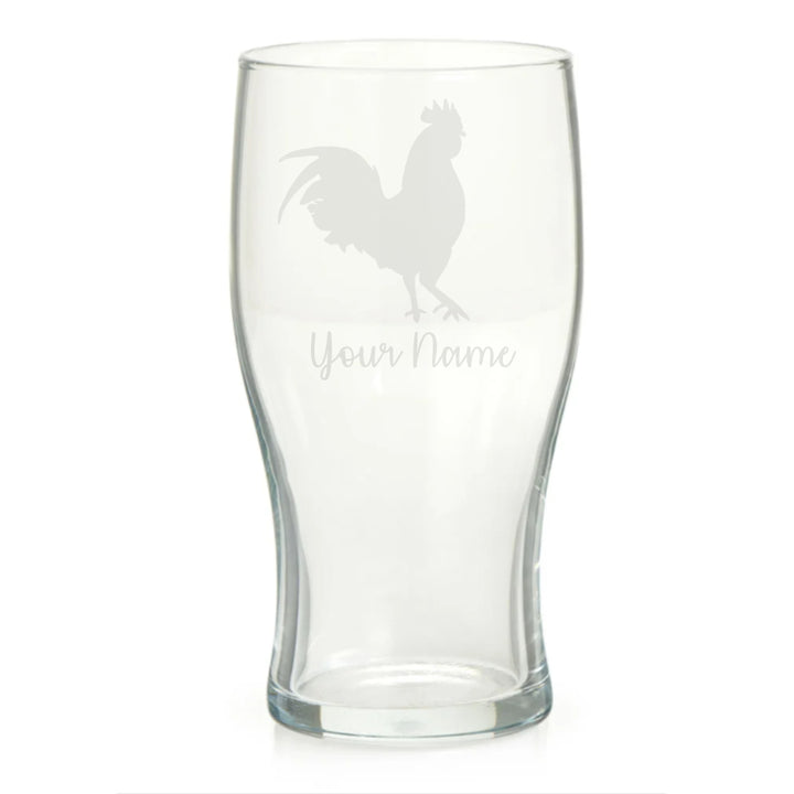 Personalised Rooster Pint Glass