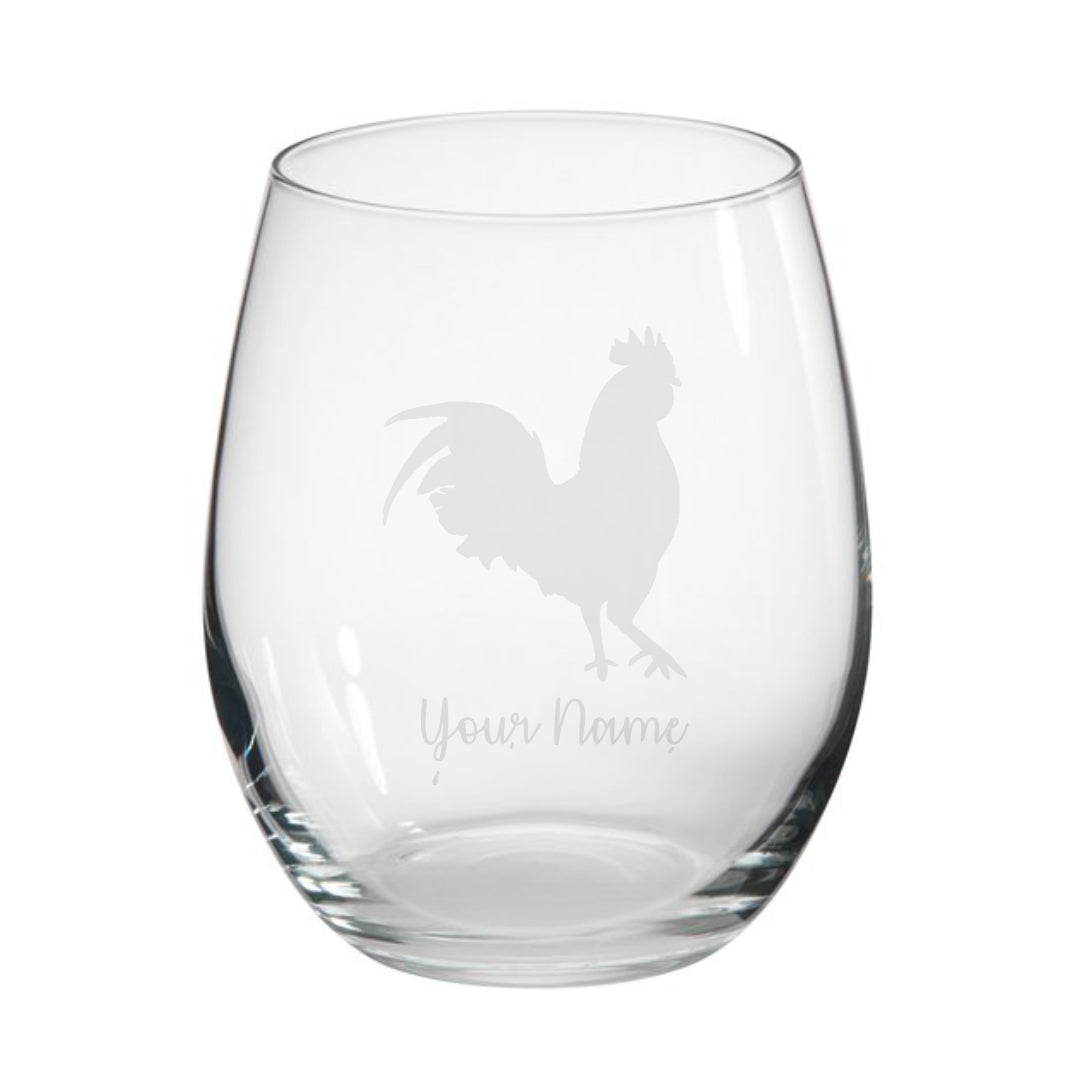 Personalised Rooster Stemless Glass