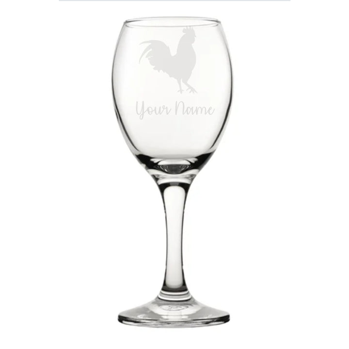 Personalised Rooster Wine Glass