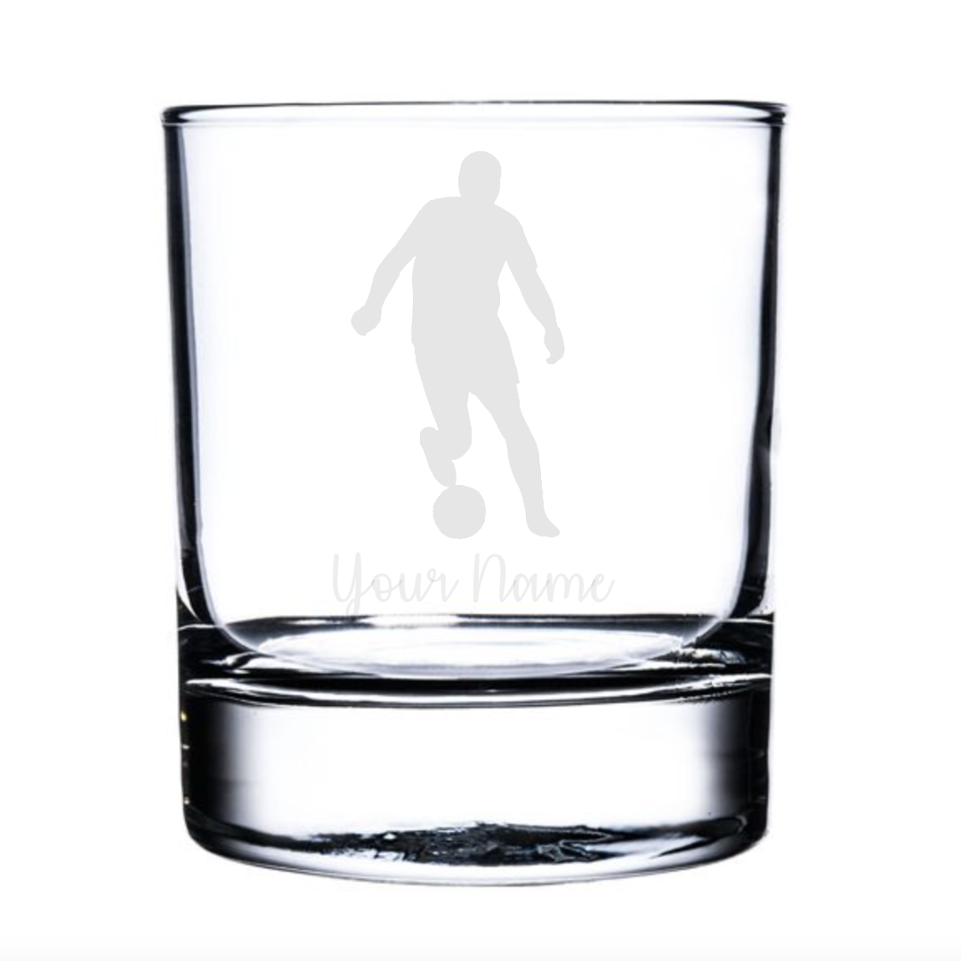 Personalised Male Football Player Whisky Glass