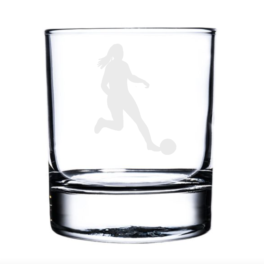 Personalised Female Football Player Whisky Glass