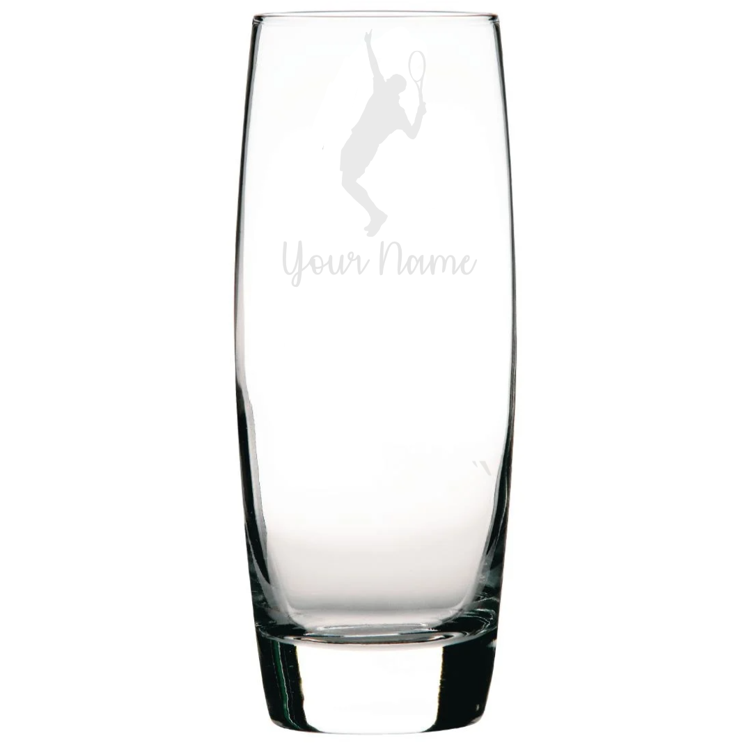 Personalised Male Tennis Player Hi-Ball Glass